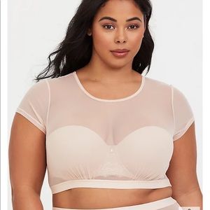 Torrid Light Pink Mesh Short Sleeve Under It All Crop Size 0X